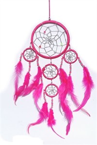  Dream Catcher with Silver Beads, pink  (11.5 cm)
