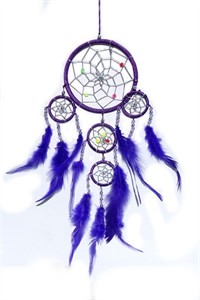 Dream Catcher with Silver Beads, purple (11.5 cm)