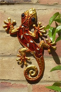 Decorated Orange Glass Gecko, 21 cm