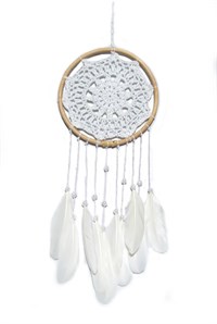 Crocheted Dream Catcher, white (16 cm)