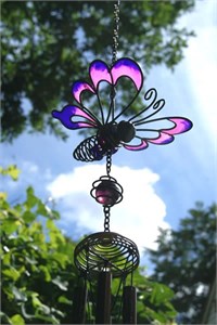 Pink and Purple Butterfly Wind Chime