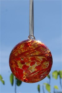 Red-Yellow Glass Ball,  8 cm