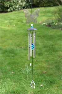 Butterfly Wind Chime with Crystals