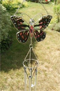 Magenta and Black Butterfly Wind Chime