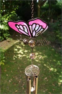 Pink Butterfly Wind Chime