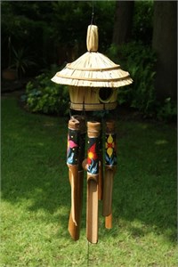 Sendai Bamboo Wind Chime with Oriental Flowers