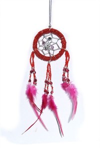 Beaded Dream Catcher, red (6.25 cm)