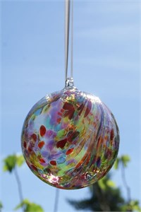 Humming Bird Feathers Glass Ball, 10 cm