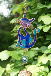 Blue Cat Wind Chime