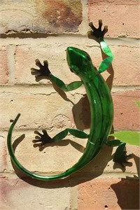 Green Metal Gecko, 27 cm