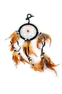 Black Dream Catcher with Brown Feathers