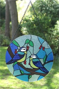 Blue Tits Glass Suncatcher