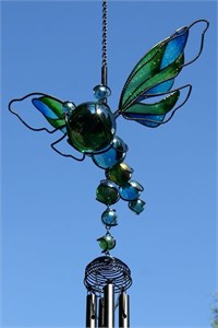 Green and Blue Dragonfly Wind Chime