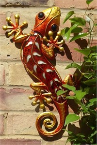 Decorated Orange Glass Gecko, 39 cm