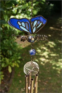 Cobalt Blue Butterfly Wind Chime