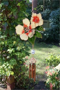 Two Flowers Wind Chime, cream