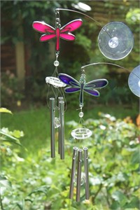 Pink/Purple Dragonfly Chimes with Suction Pad