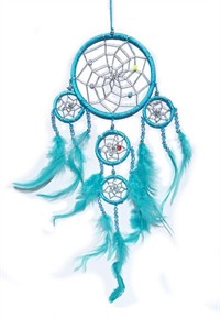 Dream Catcher with Silver Beads, turquoise (11.5 cm)