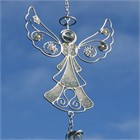 Silver Angel with Flowers Wind Chime