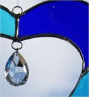 Blue Heart Glass Suncatcher with Crystal