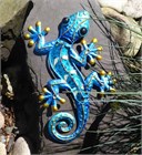 Decorated Blue Glass Gecko, 21 cm