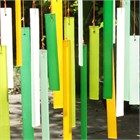Rectangles Glass Wind Chime, Birch Wood