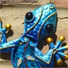 Decorated Blue Glass Gecko, 21 cm