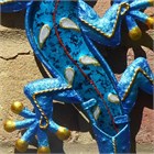 Decorated Blue Glass Gecko, 21 cm