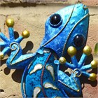 Decorated Blue Glass Gecko, 39 cm