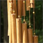 Spiral Bamboo Wind Chime, gold beads