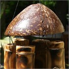 Large Bamboo Wind Chime with Pink Hibiscus