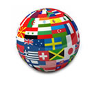 Globe with national flags 